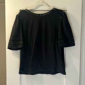 Ann Taylor Medium Blavk Short Sleeve Blouse